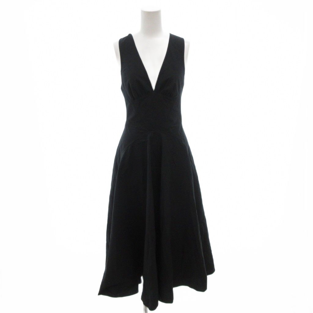アライア ALAIA ワンピース 36 黒 ブラック Vネック クロス