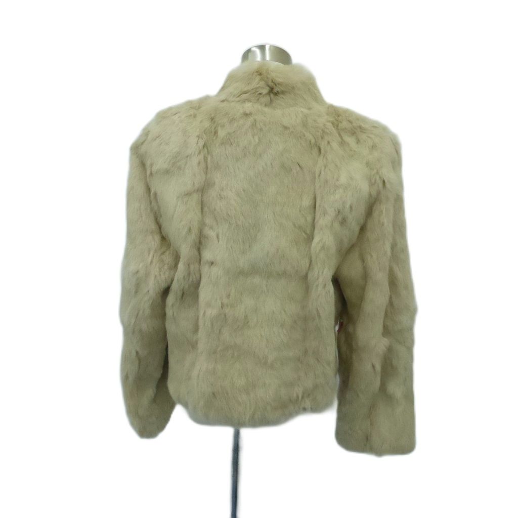 Cion ラビットファージャケット ミドル丈 前開き ベージュ スタンド  