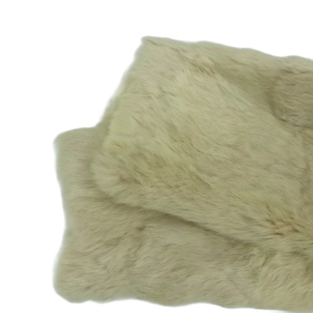 Cion ラビットファージャケット ミドル丈 前開き ベージュ スタンド  