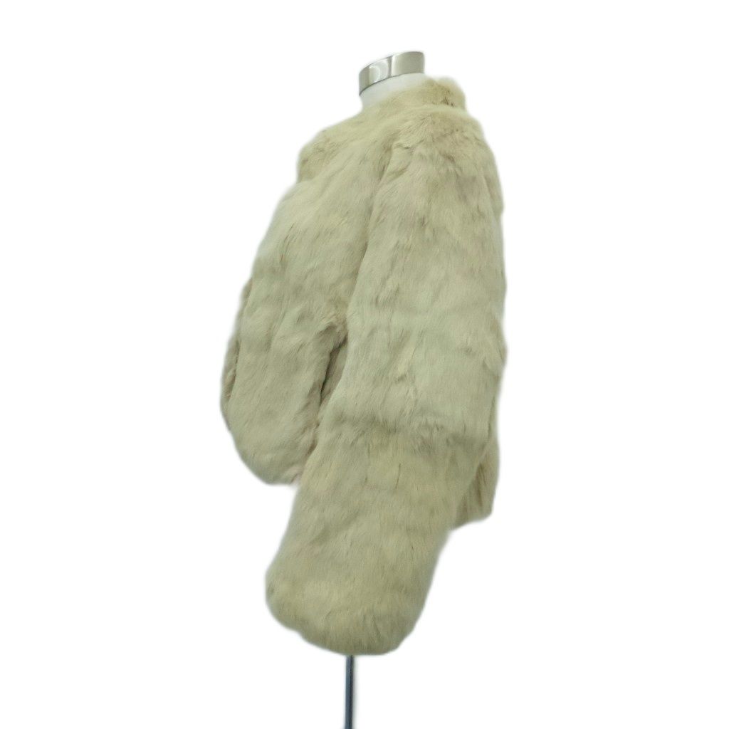 Cion ラビットファージャケット ミドル丈 前開き ベージュ スタンド  