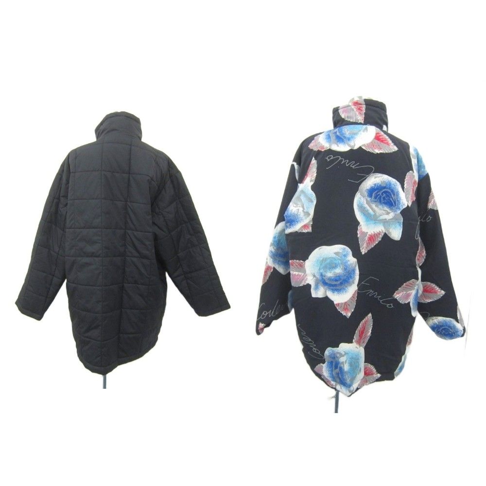 エンリココベリ ENRICO COVERI 中綿コート リバーシブル ロング丈 M 黒  