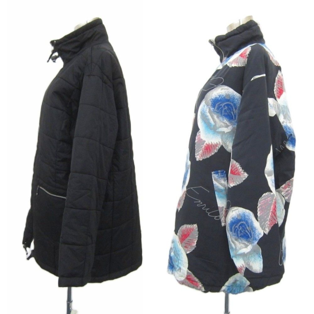 エンリココベリ ENRICO COVERI 中綿コート リバーシブル ロング丈 M 黒  