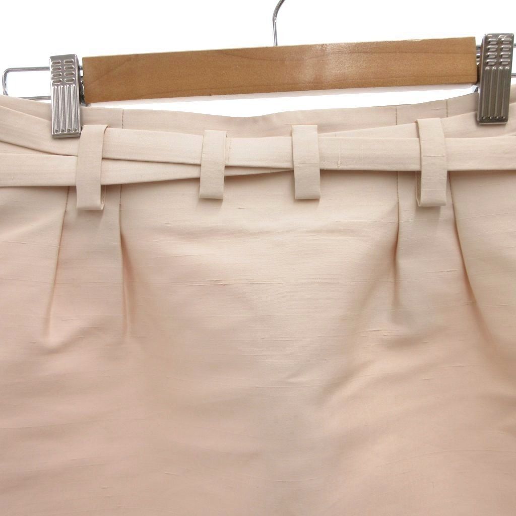 セリーヌ CELINE スカート シルク混 38 ピンク ベルトデザイン タック