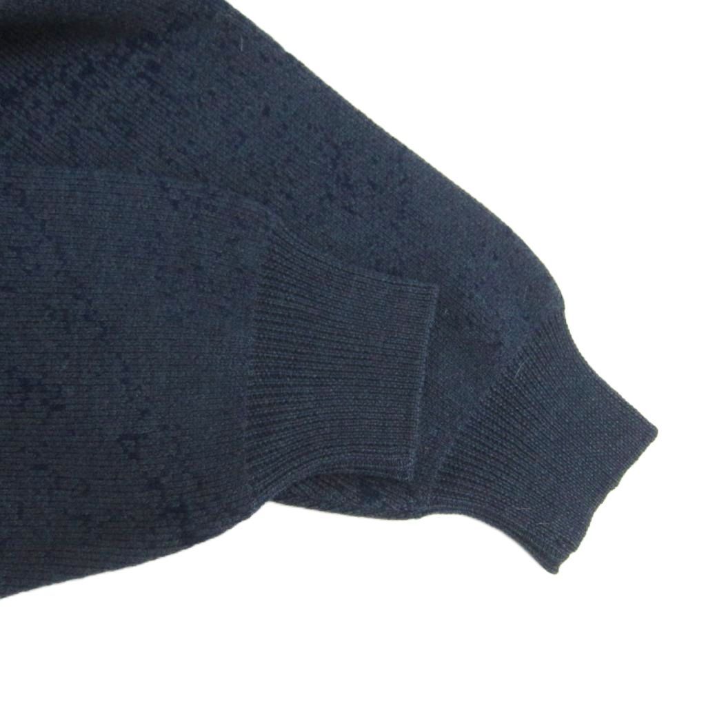 ランバン LANVIN ニット セーター 長袖 ウール L 紺 ネイビー Vネック