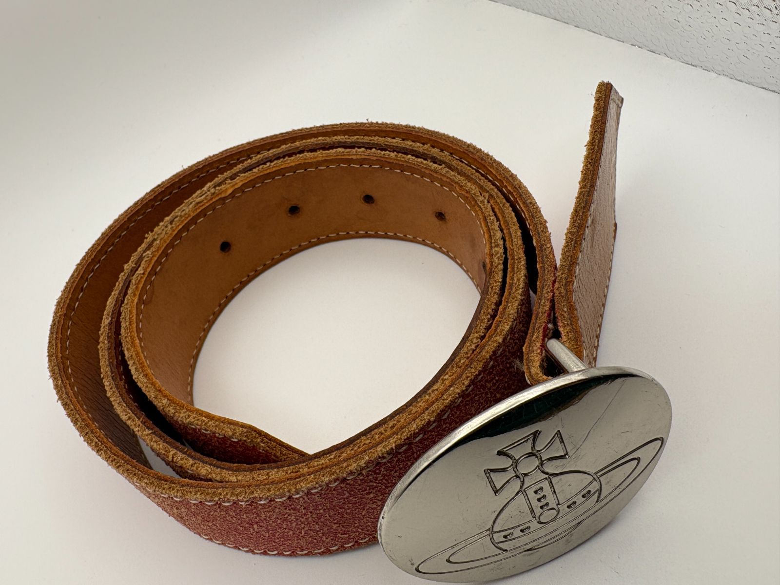 vivienne Westwood オーブバックル レザー ベルト レッド ベルト 01b43