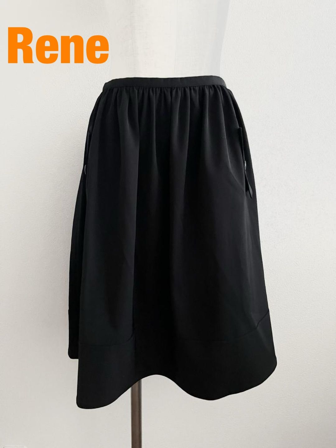 Rene ルネ ギャザースカート 日本製 Mサイズ 38 ブラック 大人