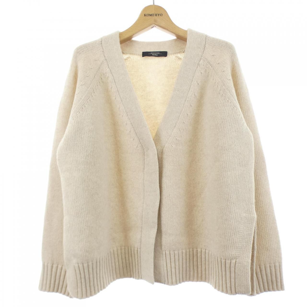 MaxMara weekend 刺繍入りベージュカーディガン Wool knit oversized cardigan, beige | Weekend Max Mara