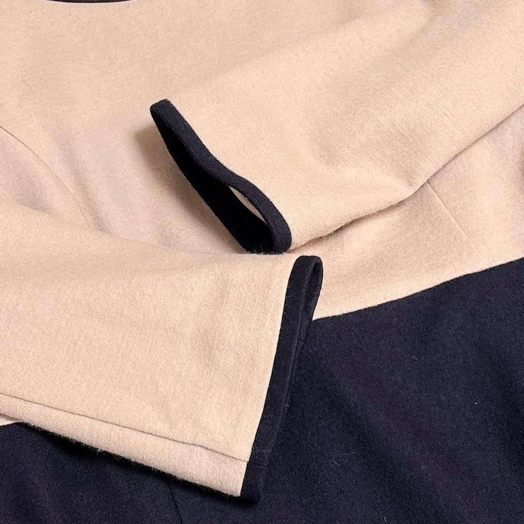 TOCCA 長袖バイカラーワンピース 4 ベージュ×ブラック 無地 - メルカリ