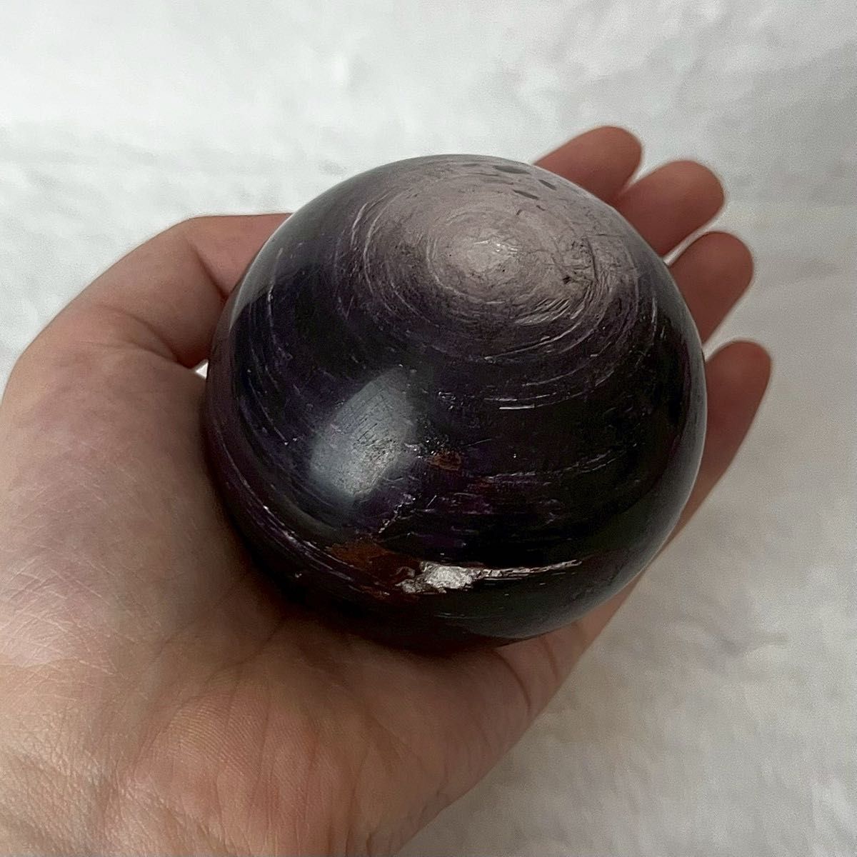 409g レピドライト（パープルマイカ）スフィア】 原石 浄化 天然石 丸