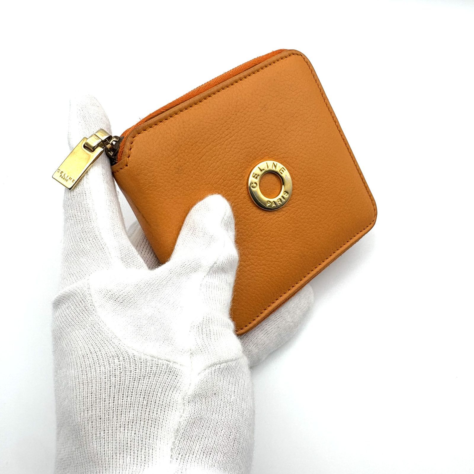 良品 】CELINE セリーヌ サークルロゴ 二つ折り財布 コンパクト