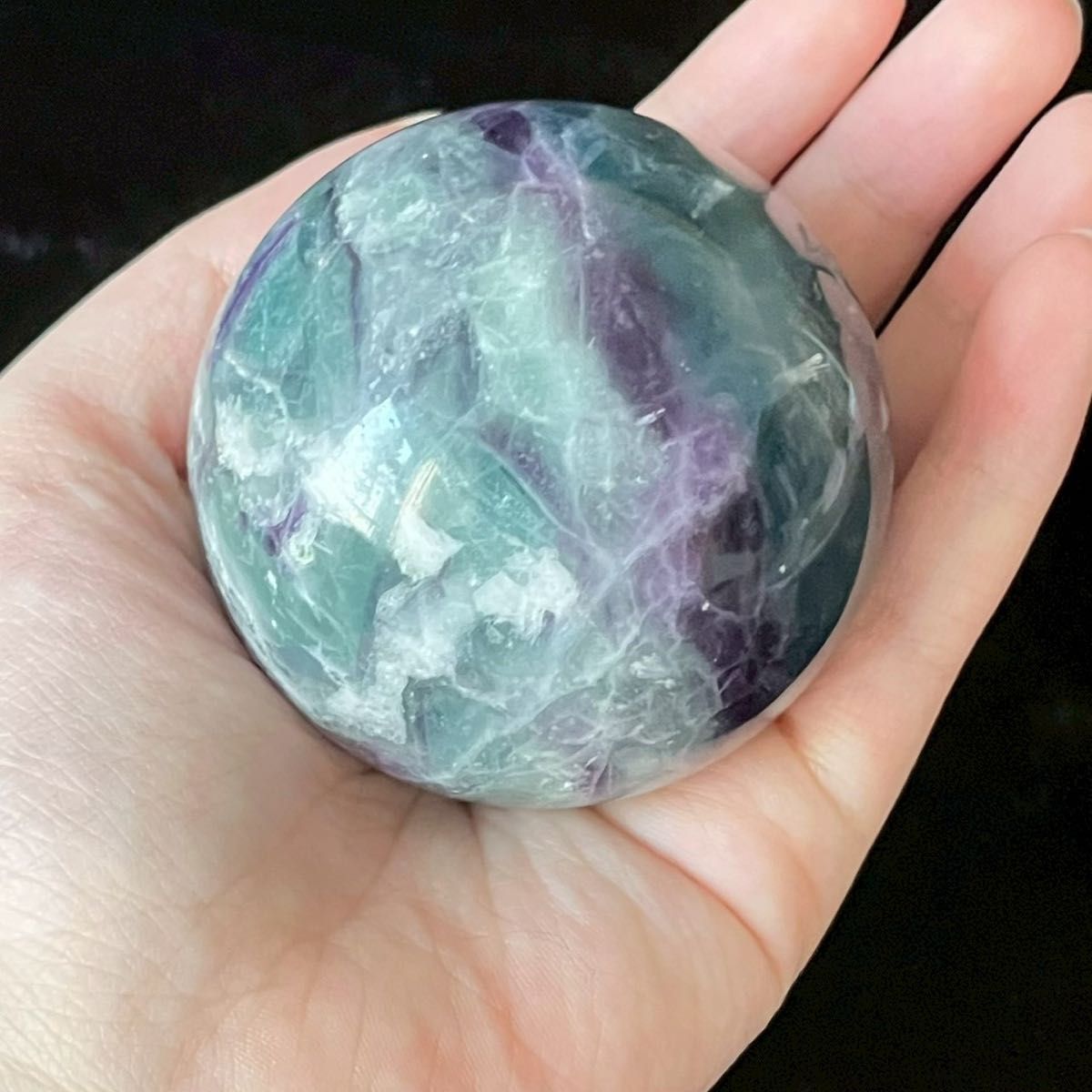 340g エンジェルフェザーフローライト スフィア】 原石 浄化 天然石 丸