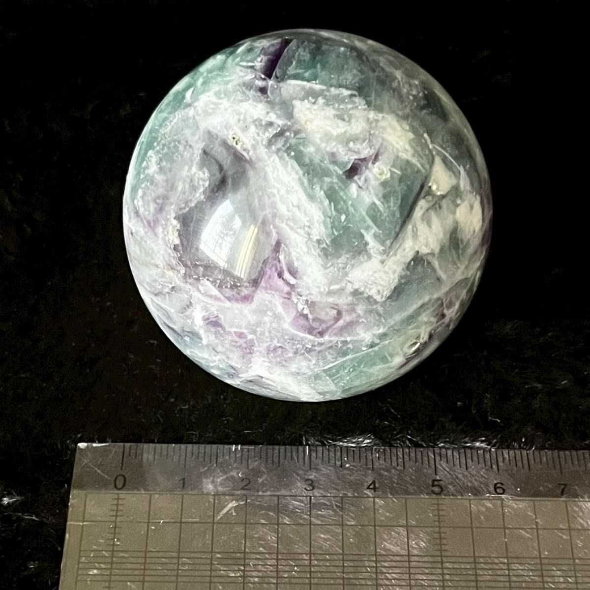 340g エンジェルフェザーフローライト スフィア】 原石 浄化 天然石 丸