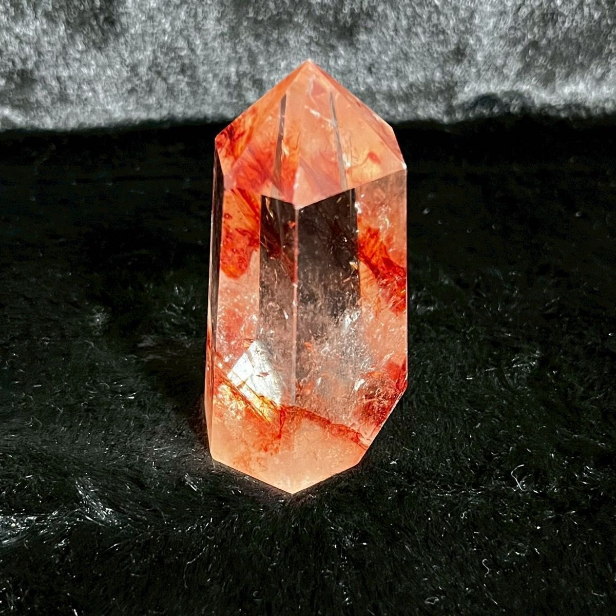 132.5g レッドファイアークォーツ】 原石 浄化 天然石 赤水晶 ポイント