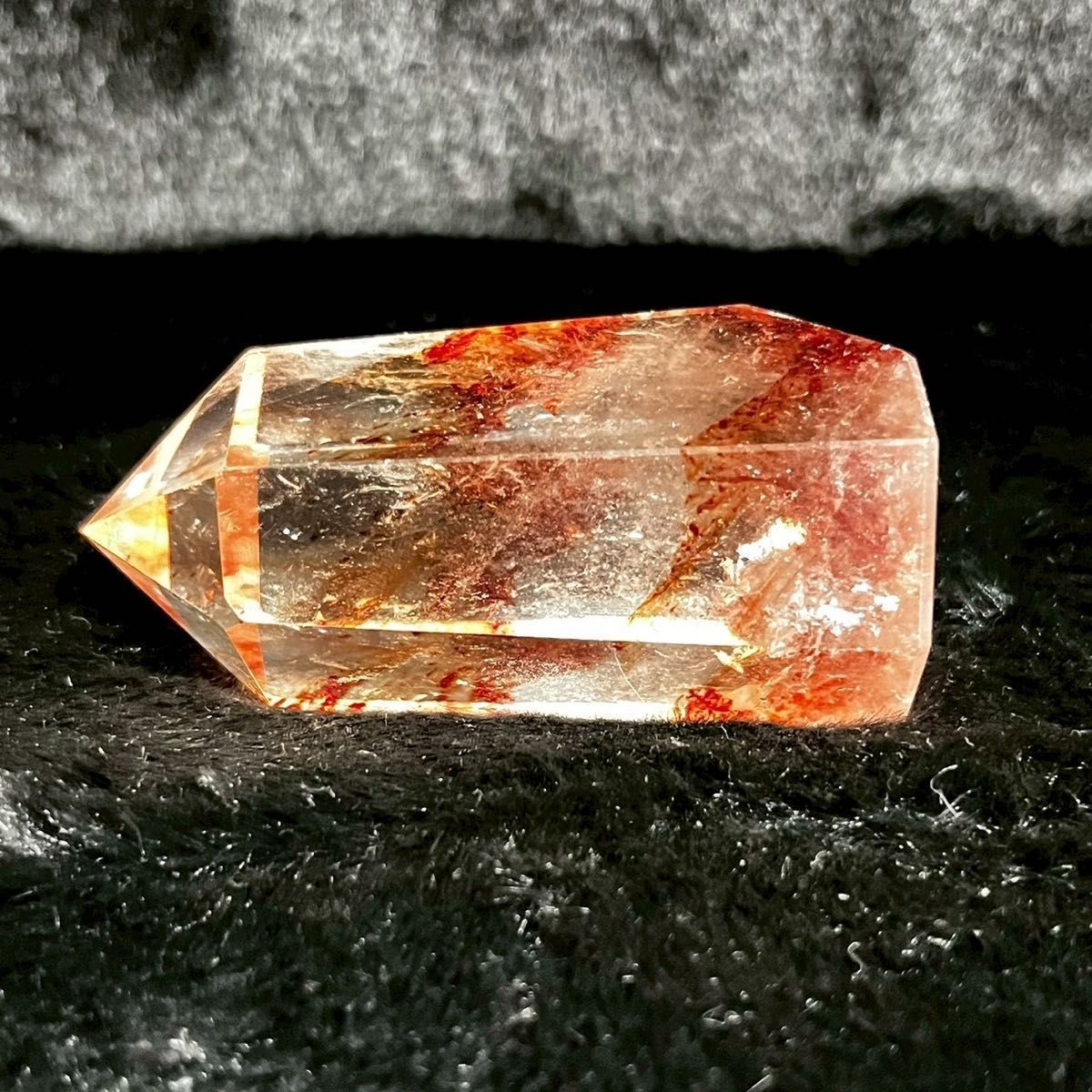 132.5g レッドファイアークォーツ】 原石 浄化 天然石 赤水晶 ポイント