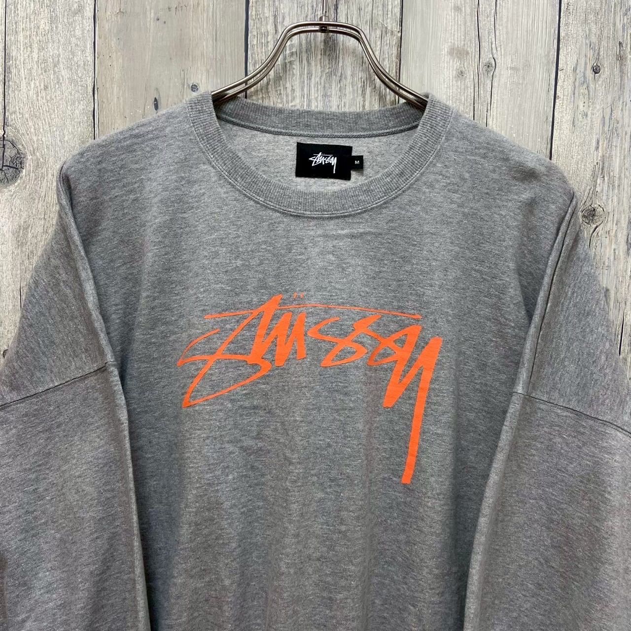 STUSSY stussy ステューシー 日本製 グレー デカロゴ プリント 短丈