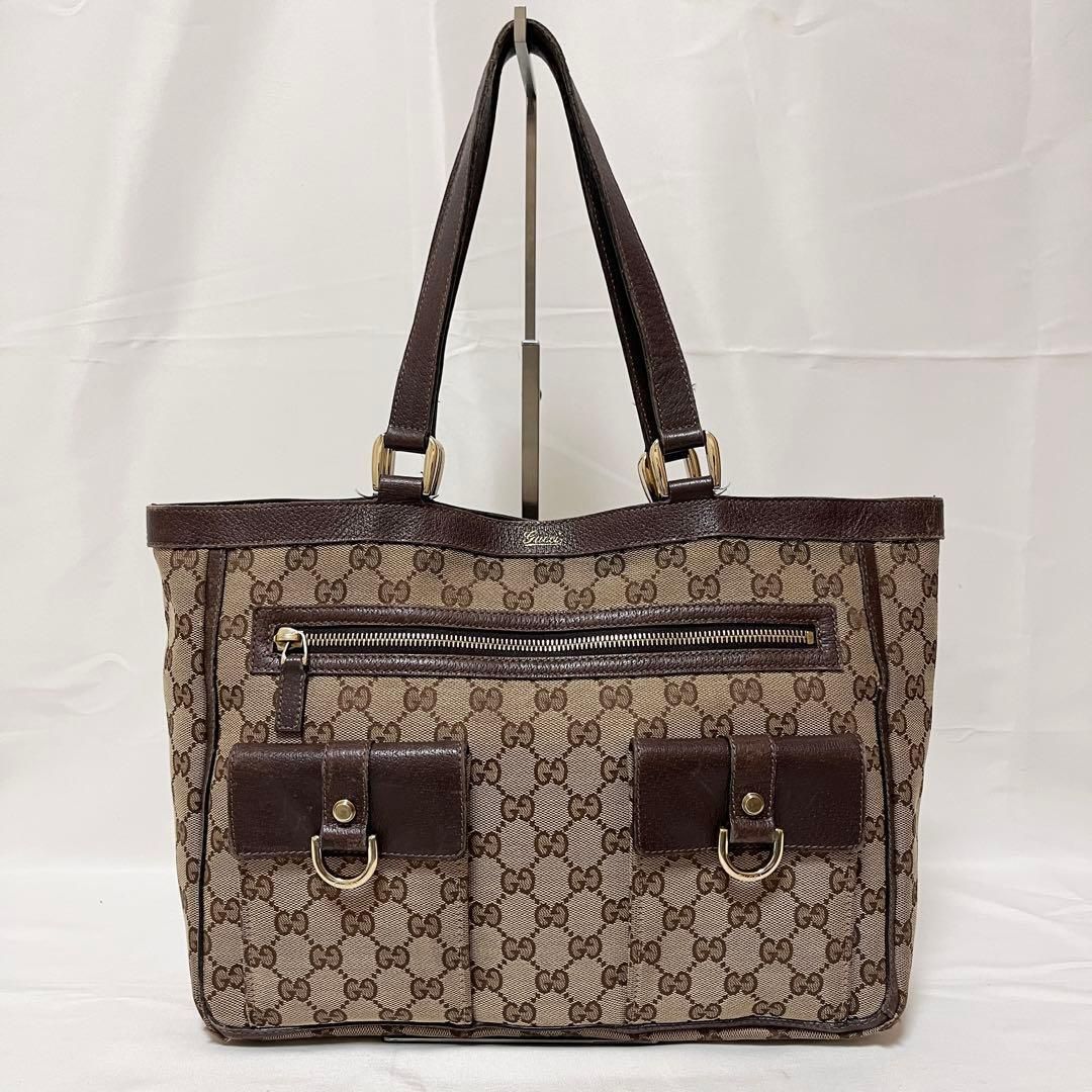 GUCCI グッチ トートバッグ GGキャンバス レザー アビー ベージュ