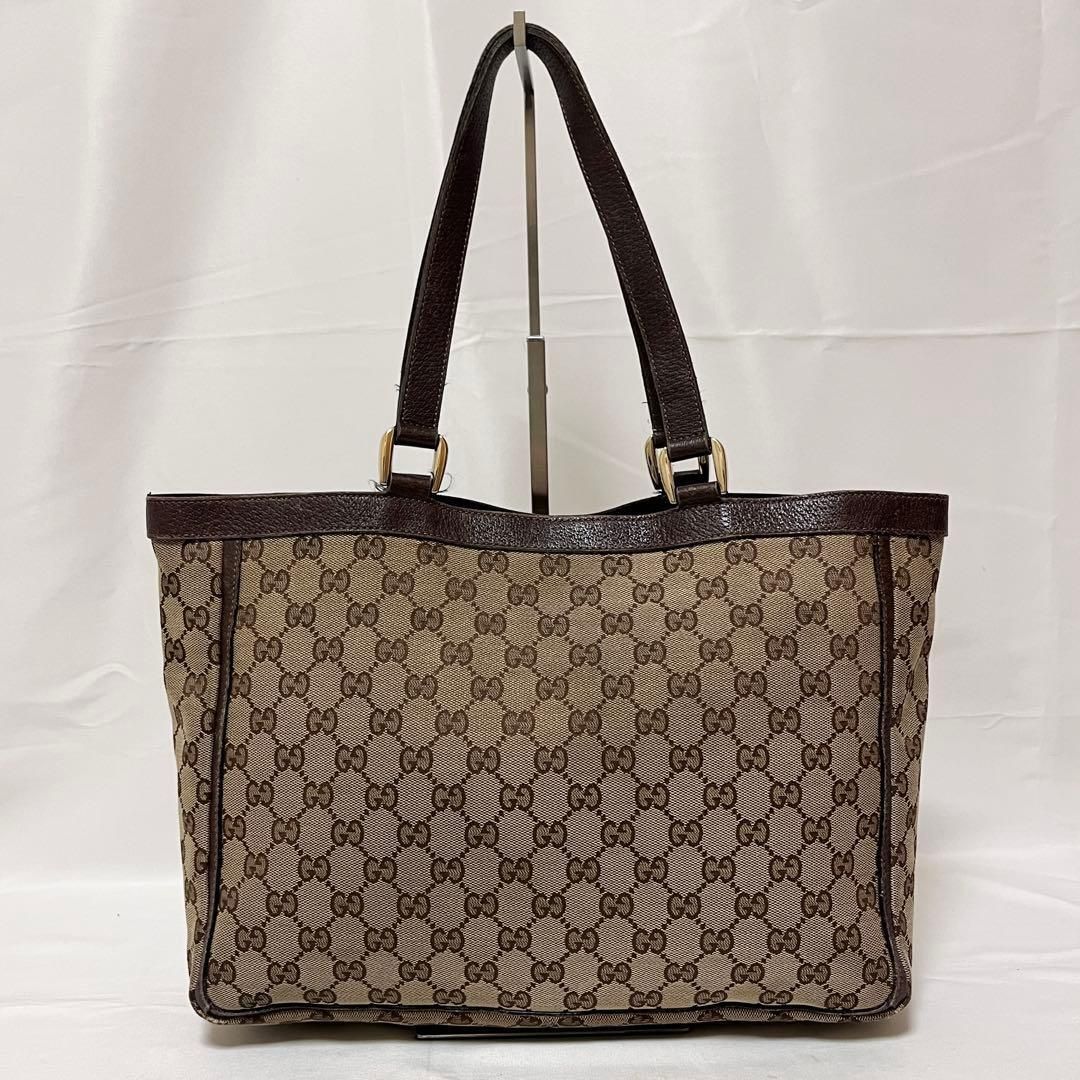 GUCCI グッチ トートバッグ GGキャンバス レザー アビー ベージュ