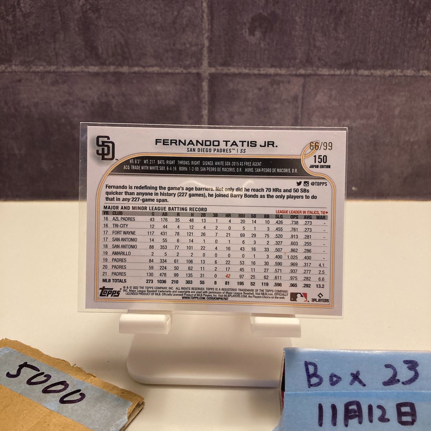 2022 Topps Japan Edition Fernando Tatis Jr. 66/99 SAN DIEGO PADRES