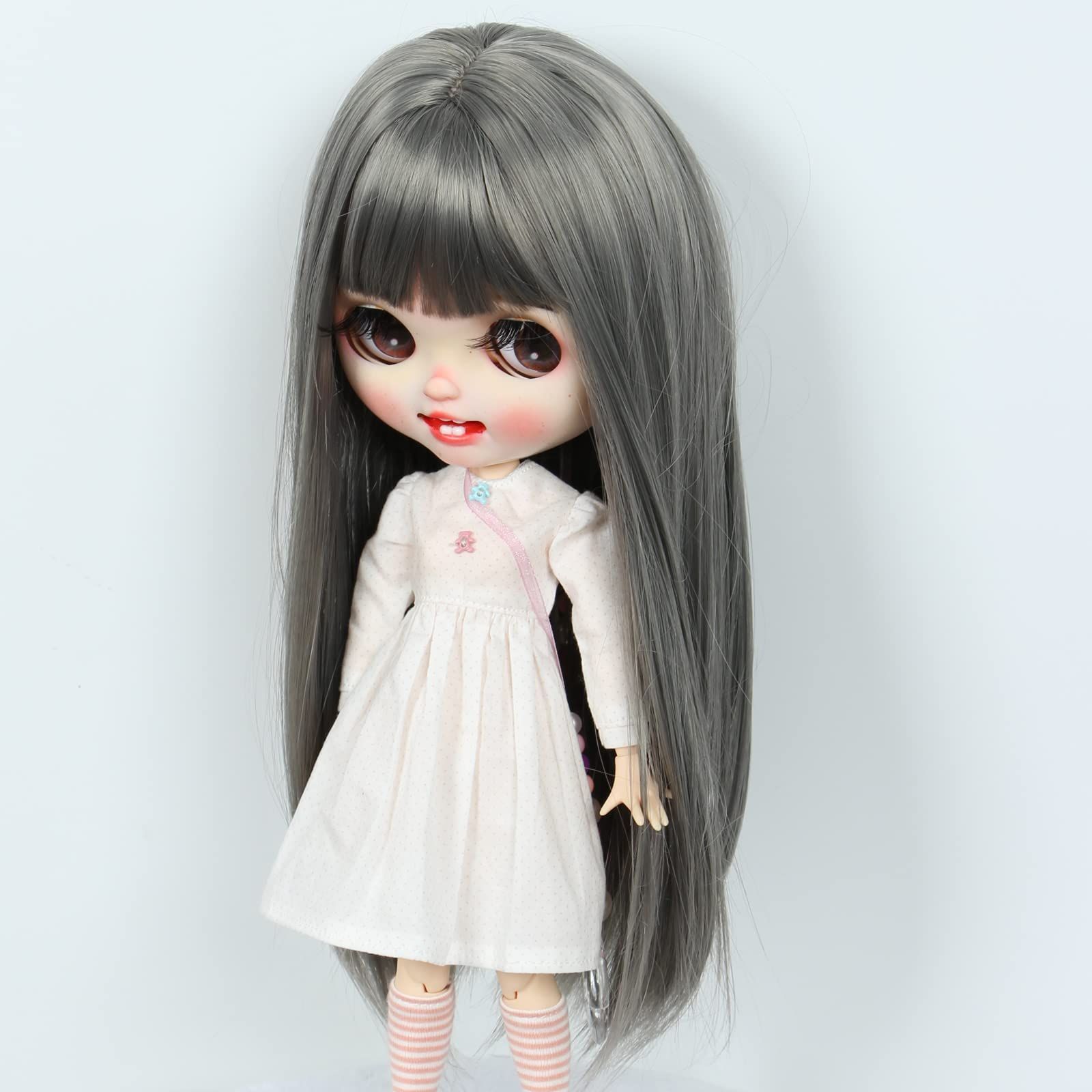 【新着商品】ロング ウィッグ 人形用 ストレートのロングヘア inch (Dark 9-10 Silver) Linfairy