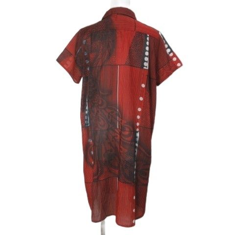 ヨーカン YOKANG シャツワンピース ひざ丈 スキッパー 半袖 琉球紅型