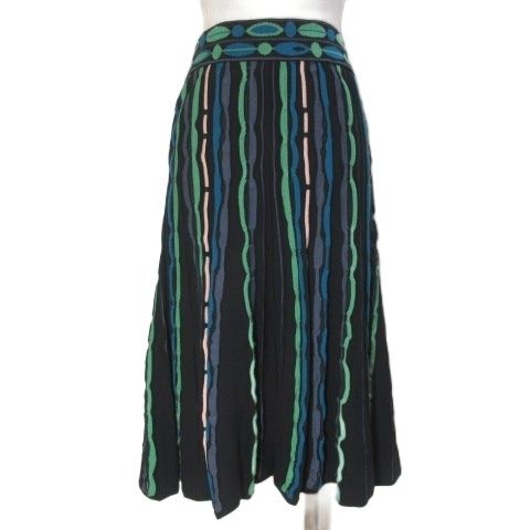 エムミッソーニ M MISSONI ニットスカート ひざ丈 フレア 総柄 42 M