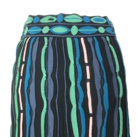 エムミッソーニ M MISSONI ニットスカート ひざ丈 フレア 総柄 42 M