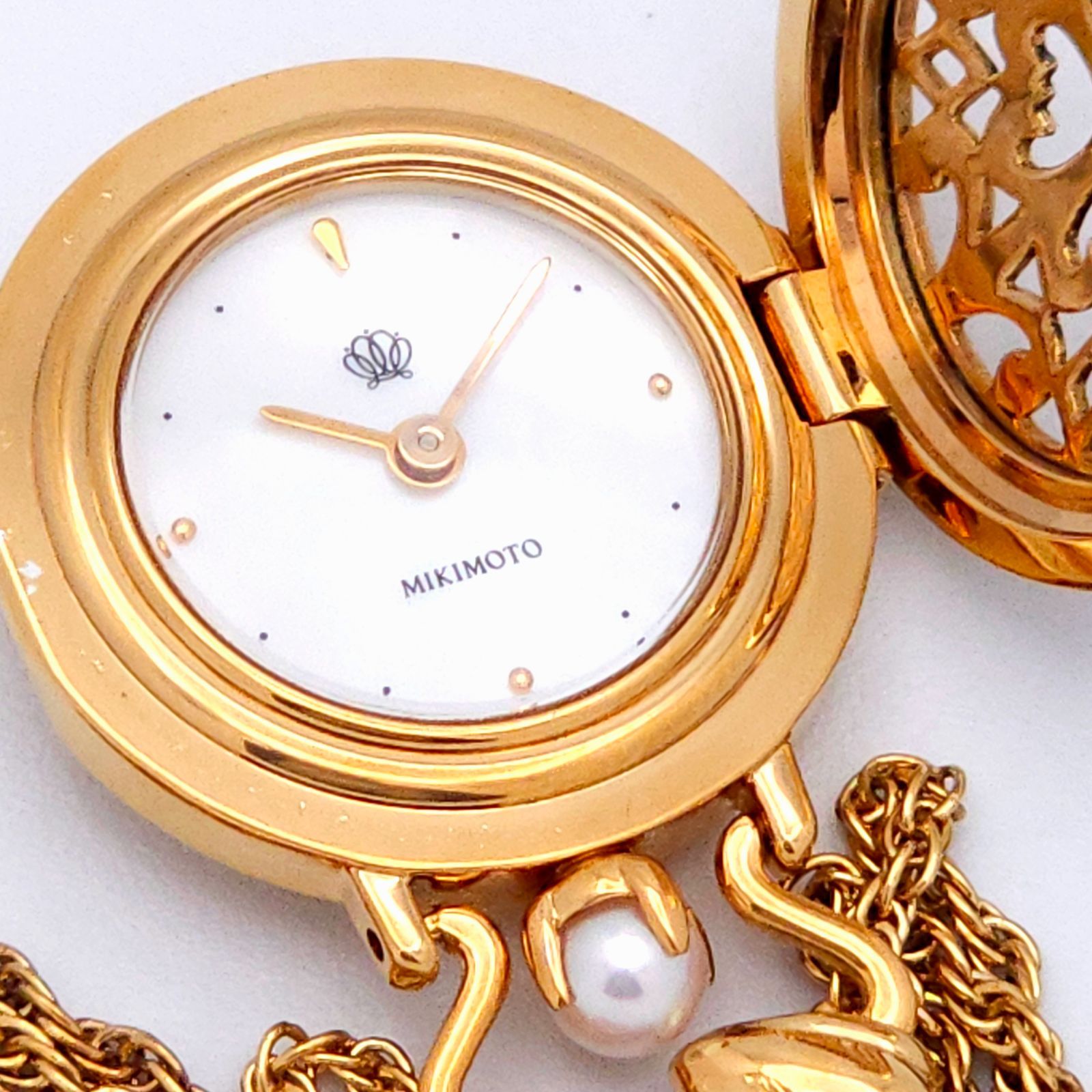 ☆良品 MIKIMOTO ミキモト シェル パール付 ペンダント QZ 動作品