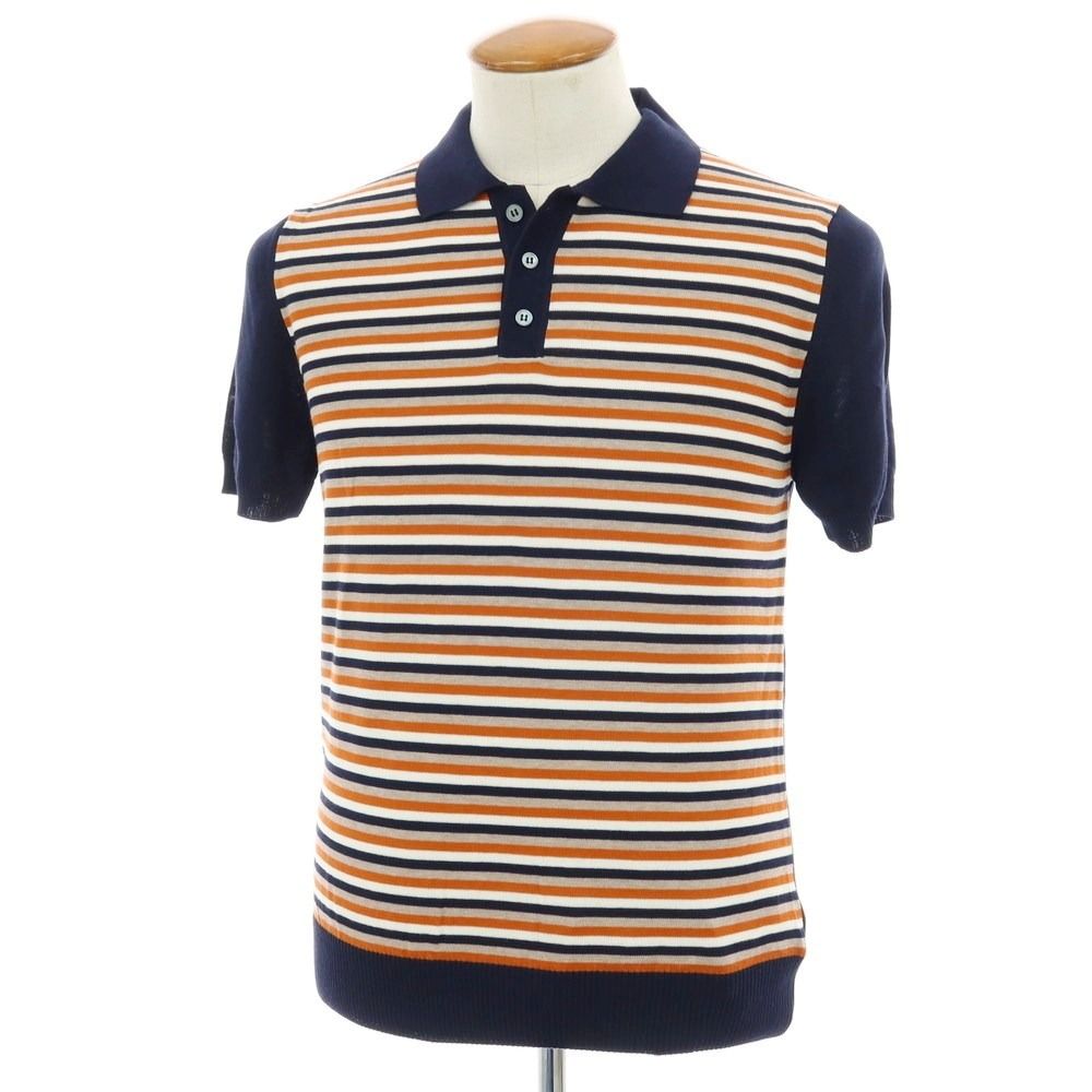 新品】ザノーネ ZANONE ハイゲージ コットン ボーダー 半袖 ポロニット