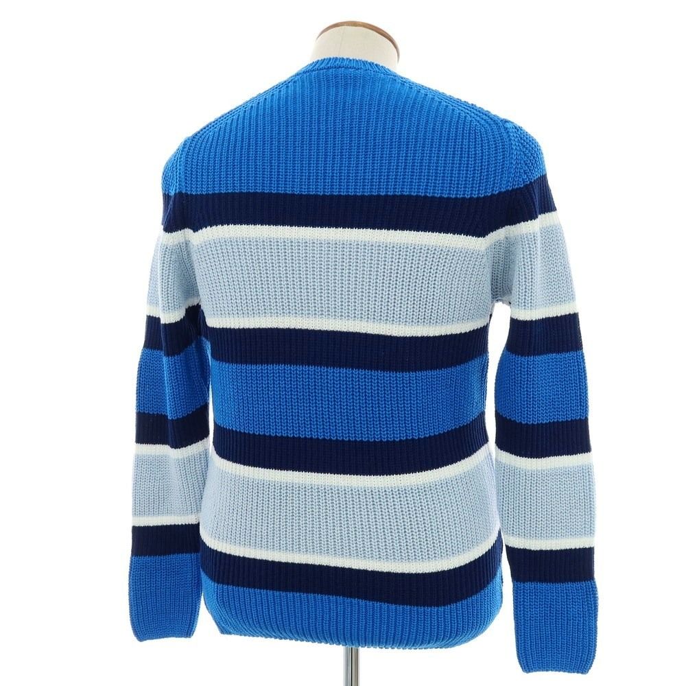 ZANONE ミドルゲージ ネイビー クルーネックニット46 新品】ザノーネ ZANONE ミドルゲージ コットン ボーダー クルーネック