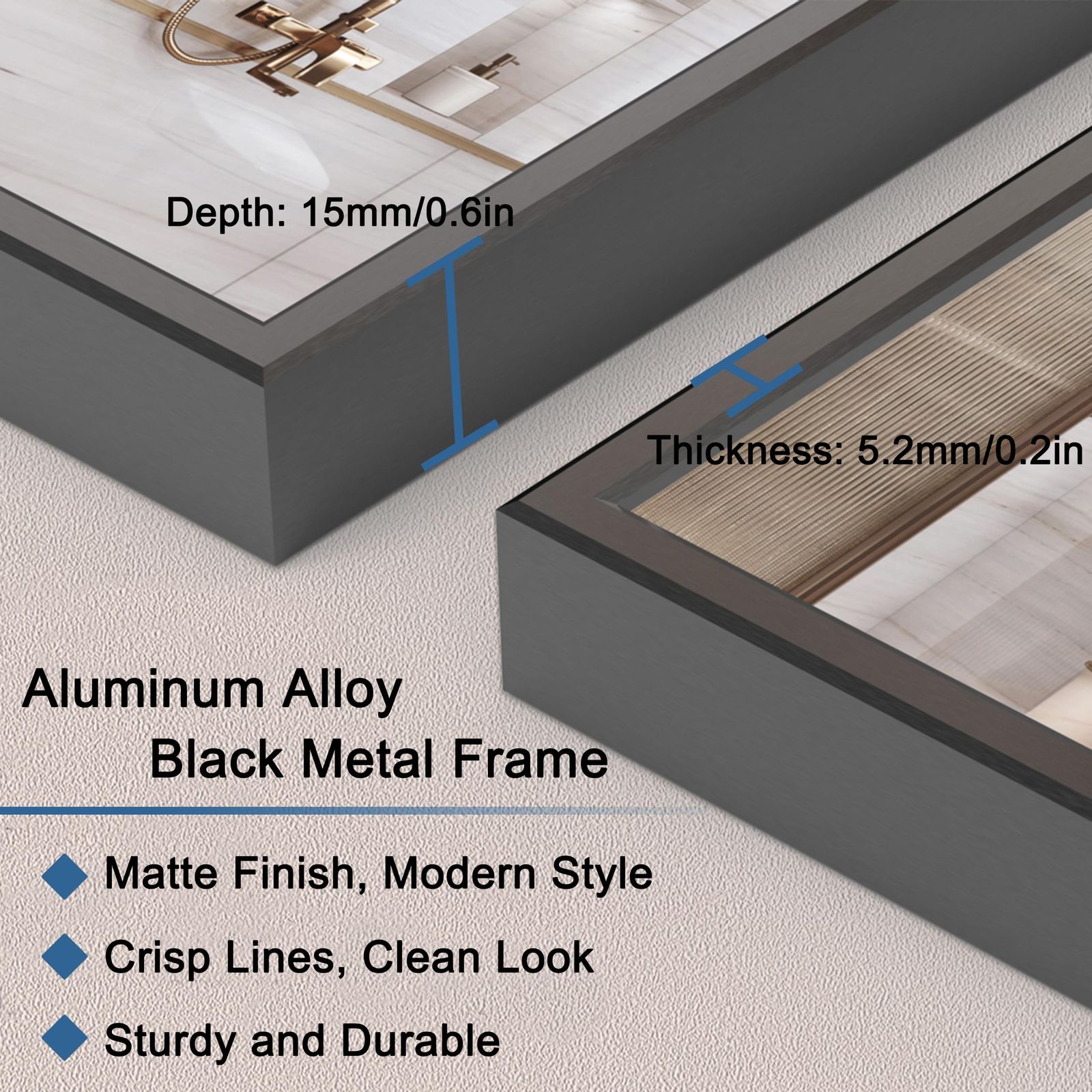 新品 ANYHI 浴室の 玄関 の寝室のための長方形の壁ミラー、49.5 x 39.5