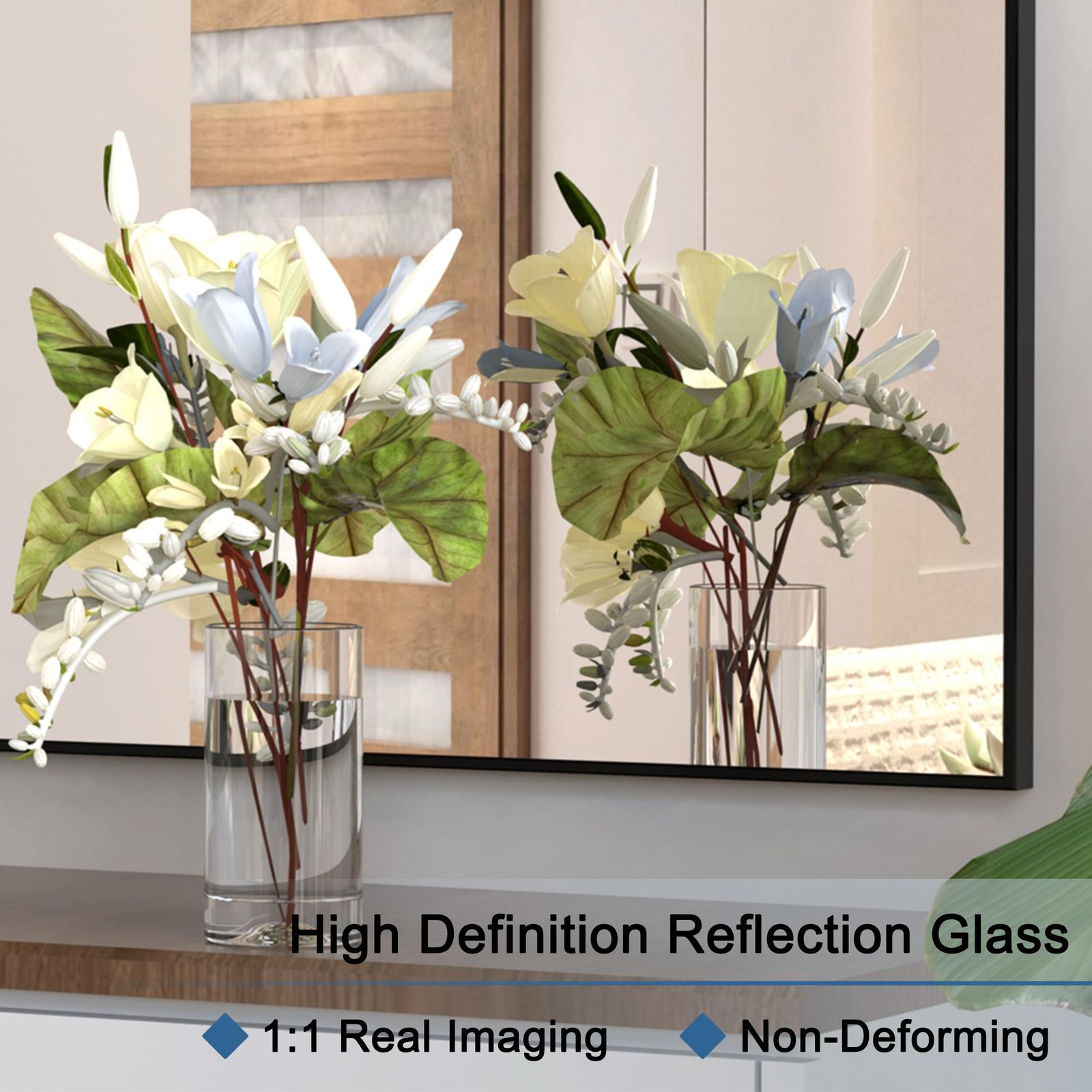 新品 ANYHI 浴室の 玄関 の寝室のための長方形の壁ミラー、49.5 x 39.5