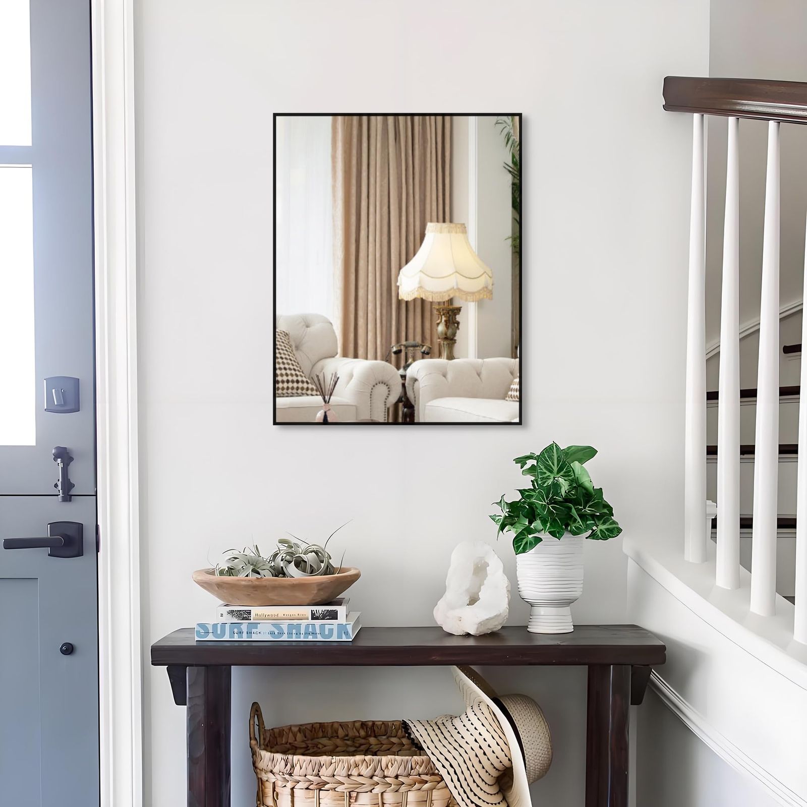 新品 ANYHI 浴室の 玄関 の寝室のための長方形の壁ミラー、49.5 x 39.5