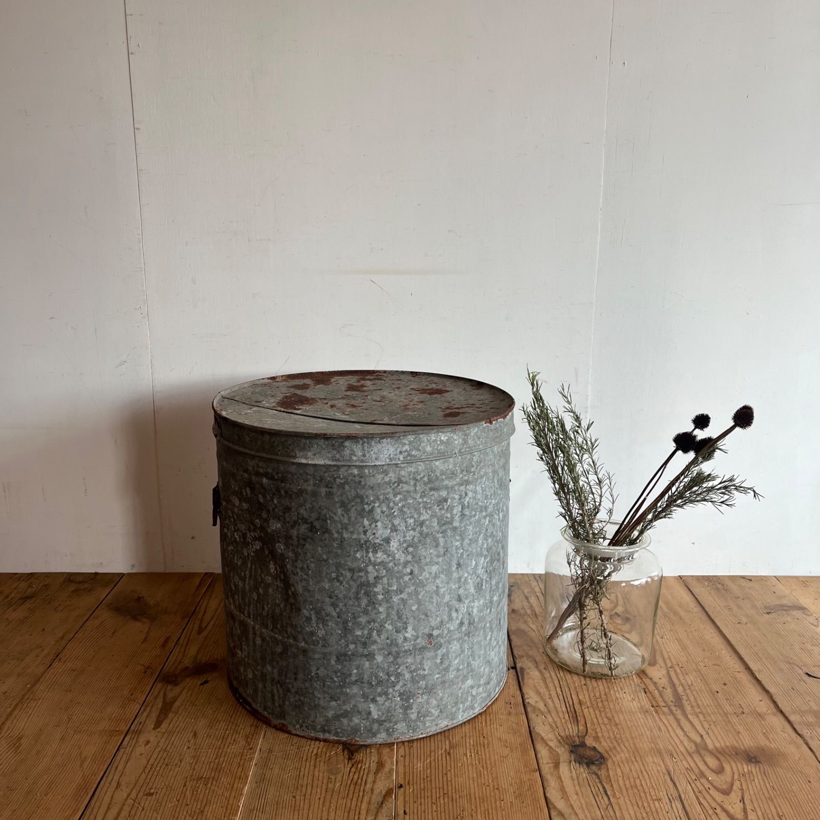 アンティーク ブリキ缶 収納 鉢入れ 道具入れ 古道具 y311 - メルカリ