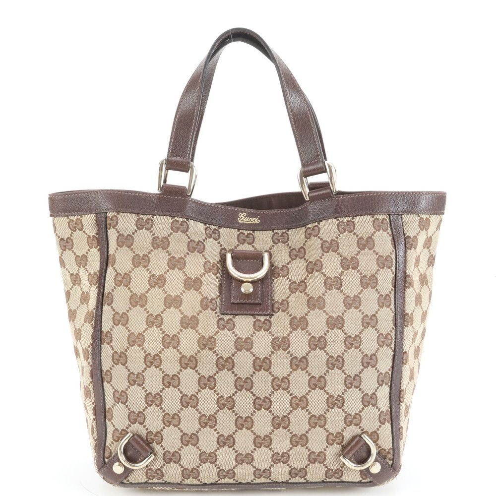 美品 グッチ GG キャンバス アビー 130739 レザー トート バッグ