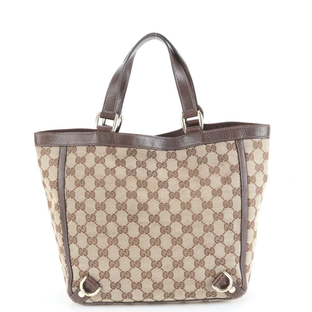 美品 グッチ GG キャンバス アビー 130739 レザー トート バッグ