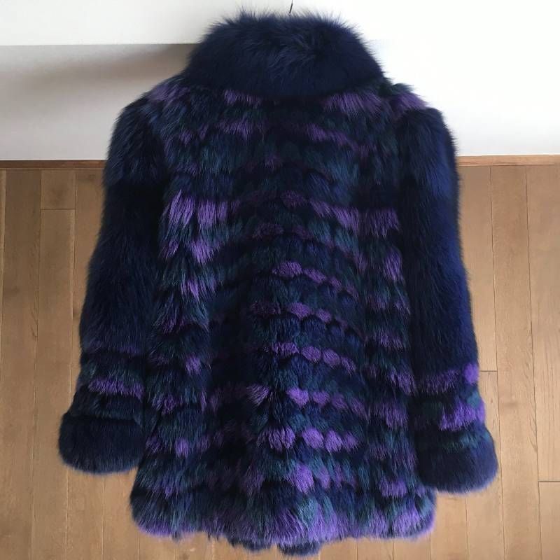 美品 SAGA FOX サガフォックス マルチカラー パープル 毛皮 フォックス