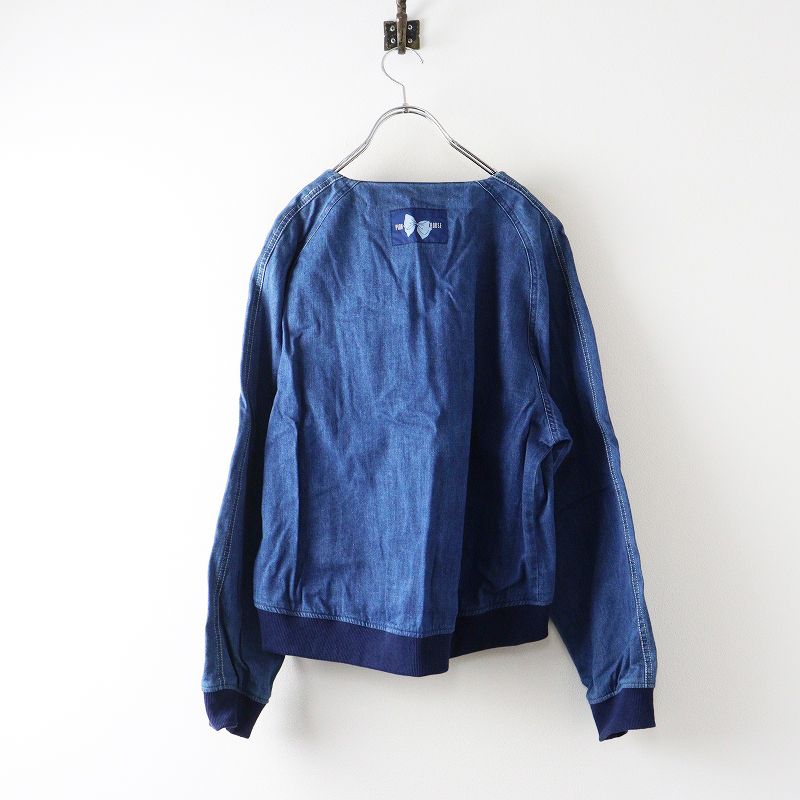 ピンクハウス PINK HOUSE ロゴ刺繍 ジップアップ ノーカラーデニム