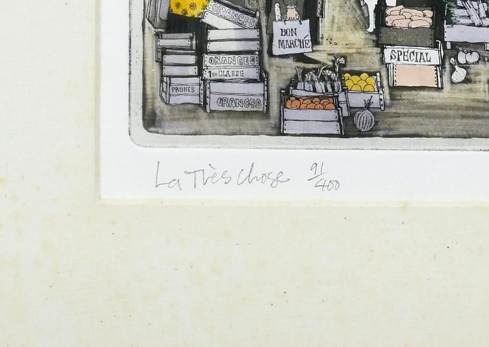 真作】【WISH】グラハム・クラーク Graham Clarke「南仏の市場」銅版画