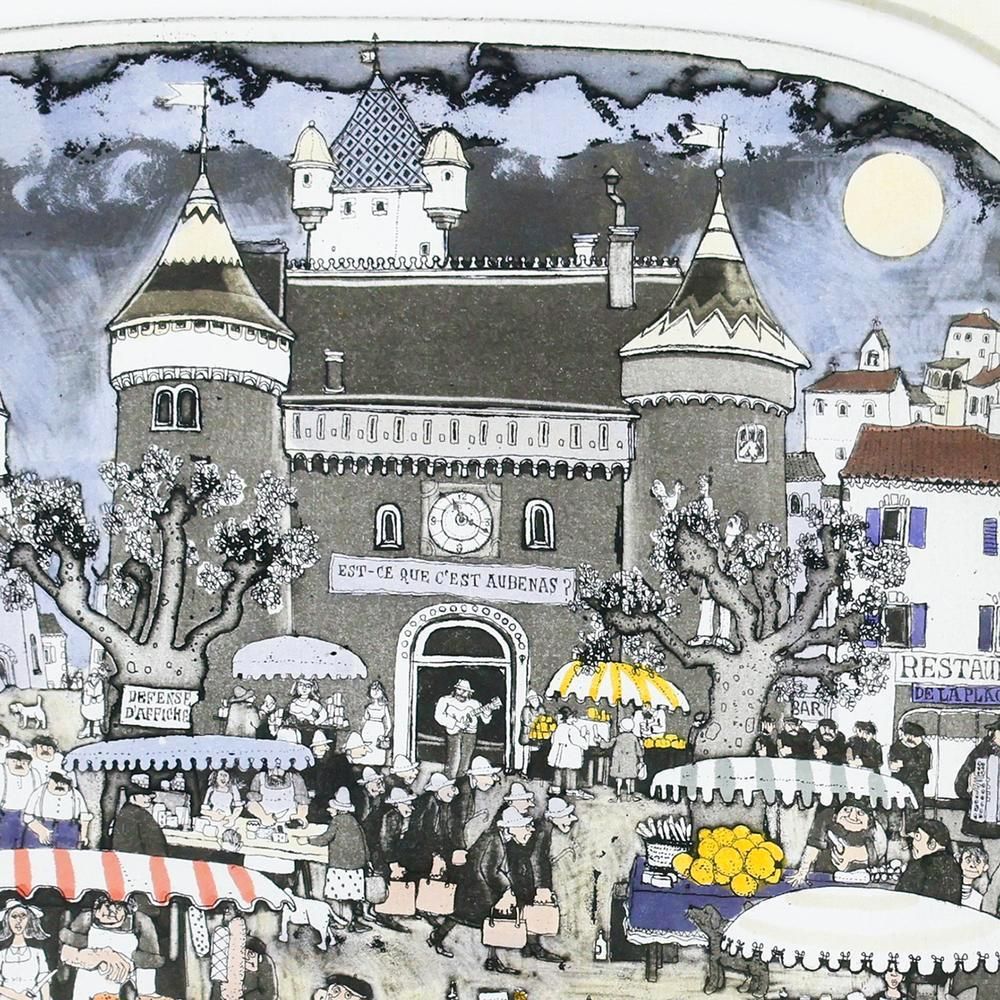 真作】【WISH】グラハム・クラーク Graham Clarke「南仏の市場」銅版画