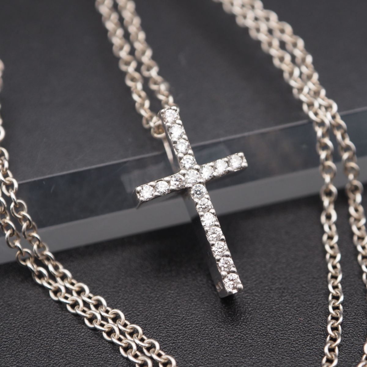 L984 ダイヤモンド風 SILVER925刻印 ペンダント ネックレス クロス