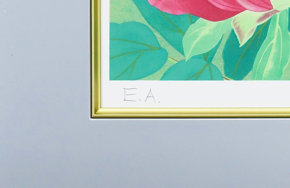 真作】【WISH】森田りえ子「富貴花」リトグラフ 8号 直筆サイン 証明