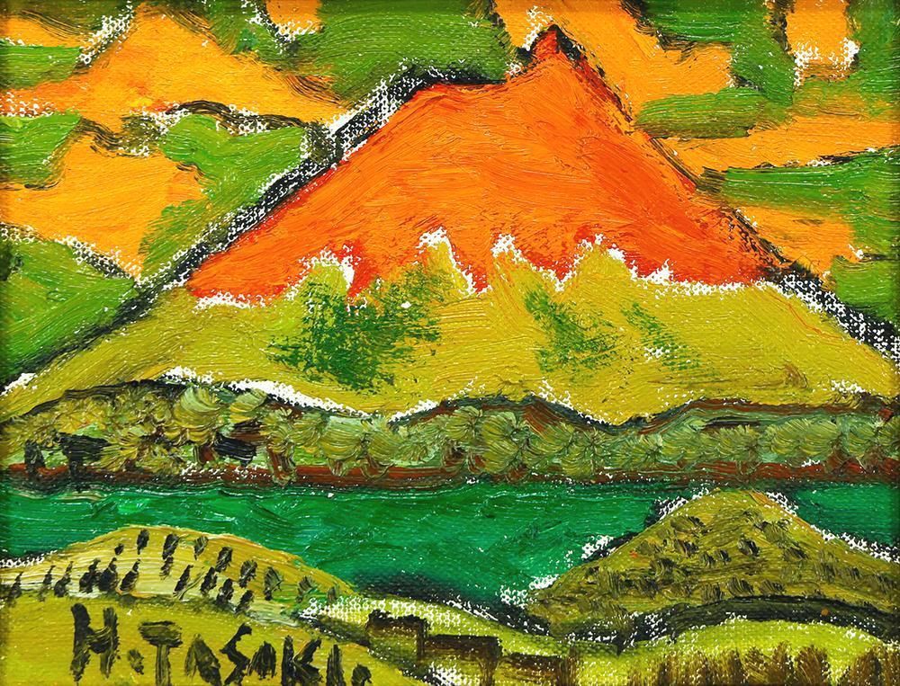 田崎広助 由布岳水彩3号真作巨匠美術年鑑1号120万円評価文化勲章受章