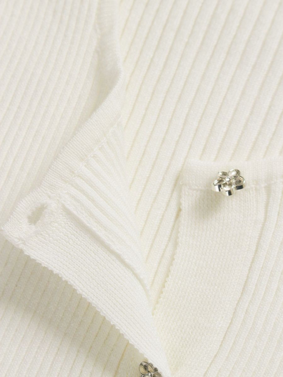 エムズグレイシー 818329 カーディガン 40 ホワイト フリル レース