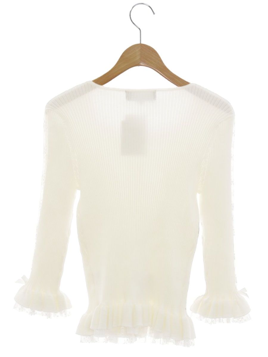 エムズグレイシー 818329 カーディガン 40 ホワイト フリル レース