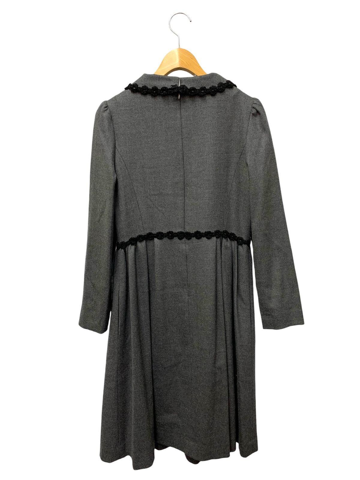 エムズグレイシー 621715 ワンピース 40 チャコール 刺繍 ウール混 衿 エムズグレイシー 621715 ワンピース 40 チャコール 刺繍 ウール混 衿