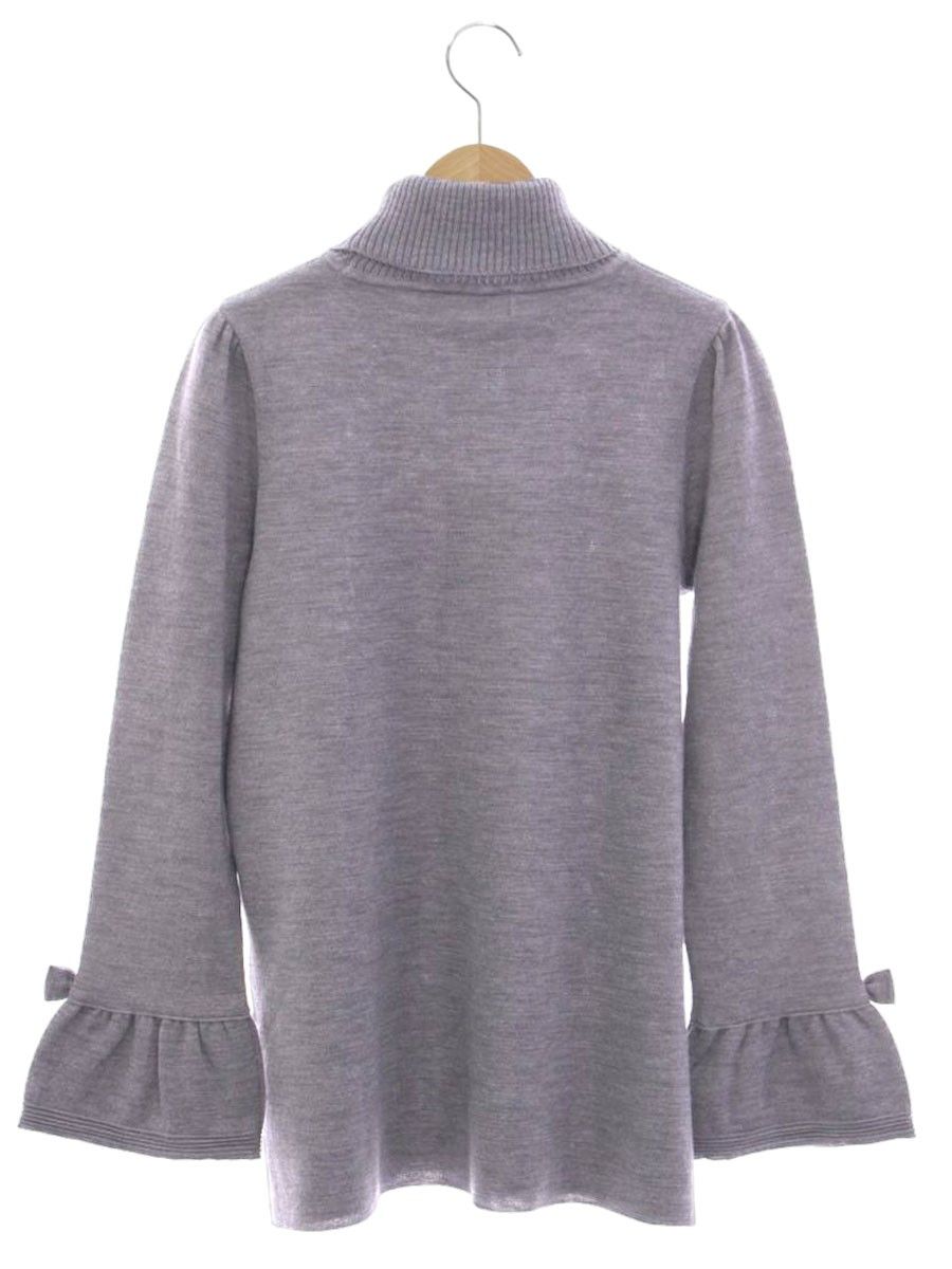エムズグレイシー 318706 タートルネックニット 38 グレー リボン ベル