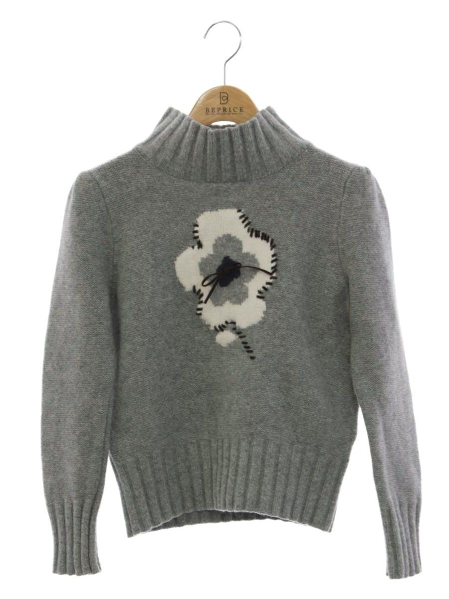 エムズグレイシー 918573 ニット 40 グレー フラワーモチーフ リボン