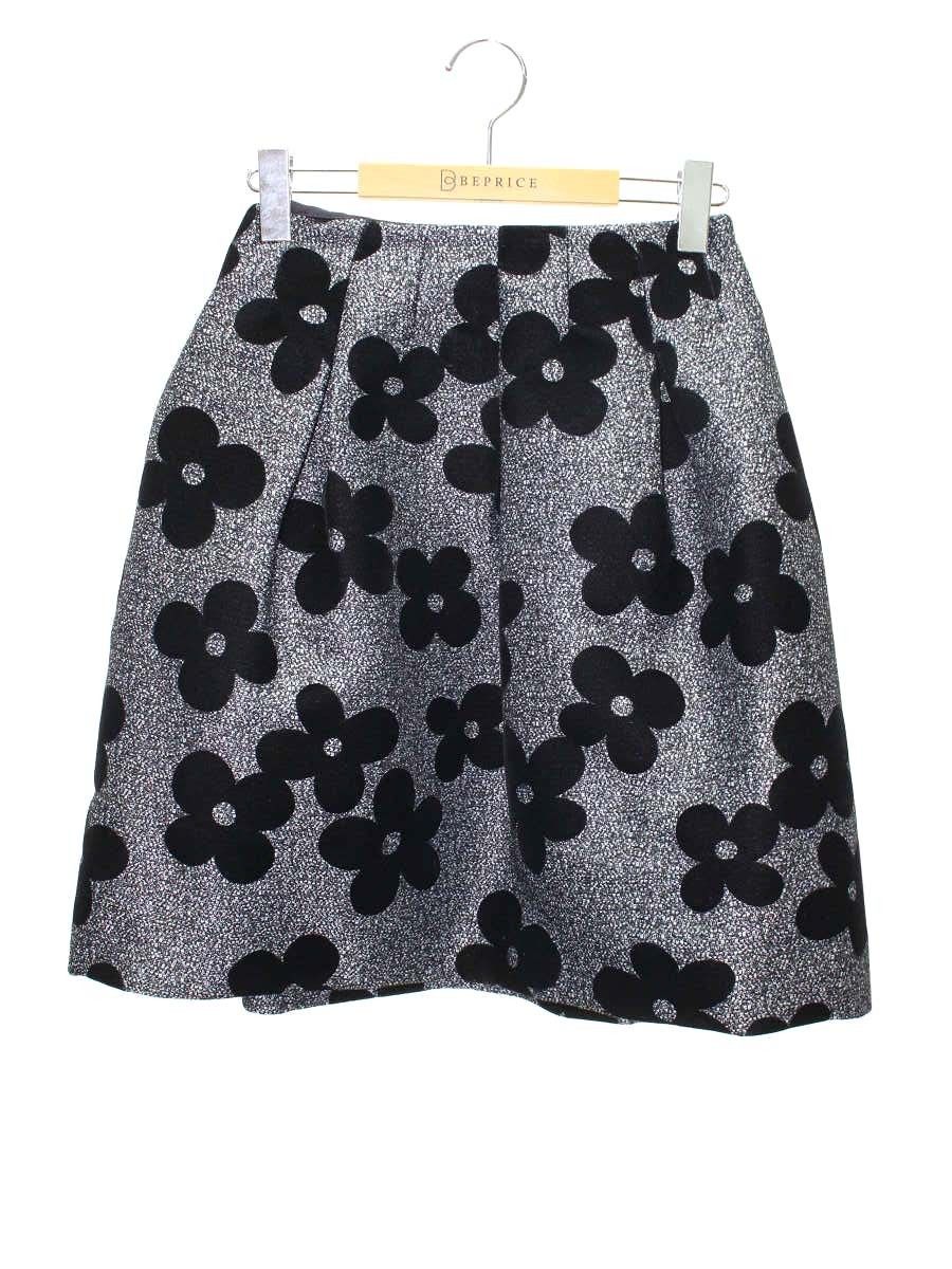 エムズグレイシー 727540 スカート 36 グレー/ブラック ベロア花