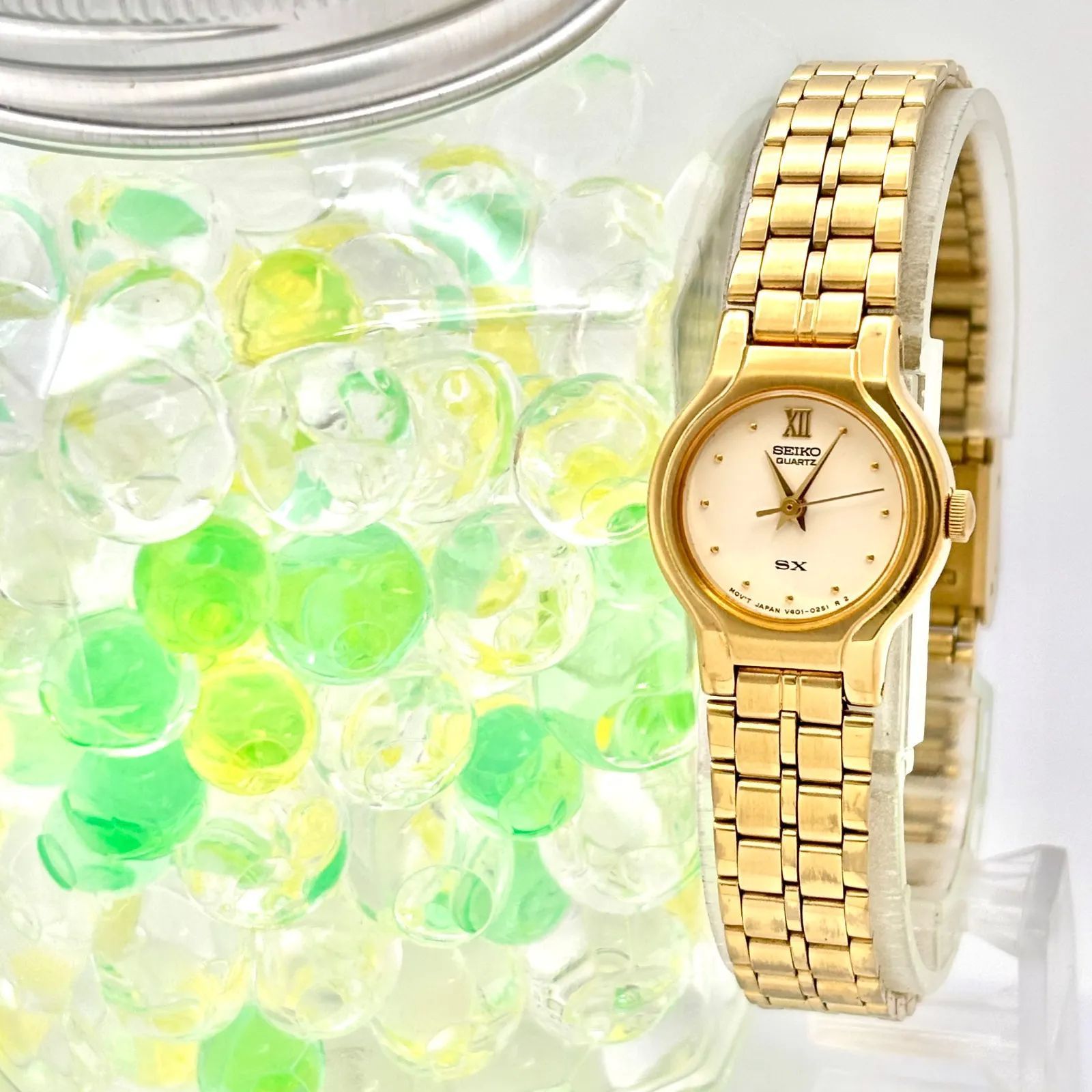 美品/新品電池】SEIKO セイコー SX レディース 腕時計 ゴールド V401