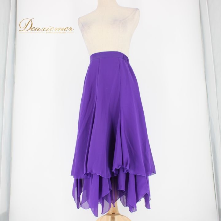 社交ダンストップス 社交ダンススカート 上下セット 紫色M〜Lレッスン